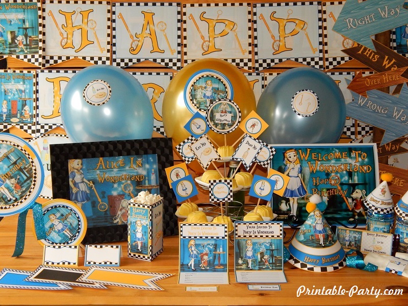 Alice In Wonderland Table Decorations DIY Cutouts, 12.5 x 18.5
