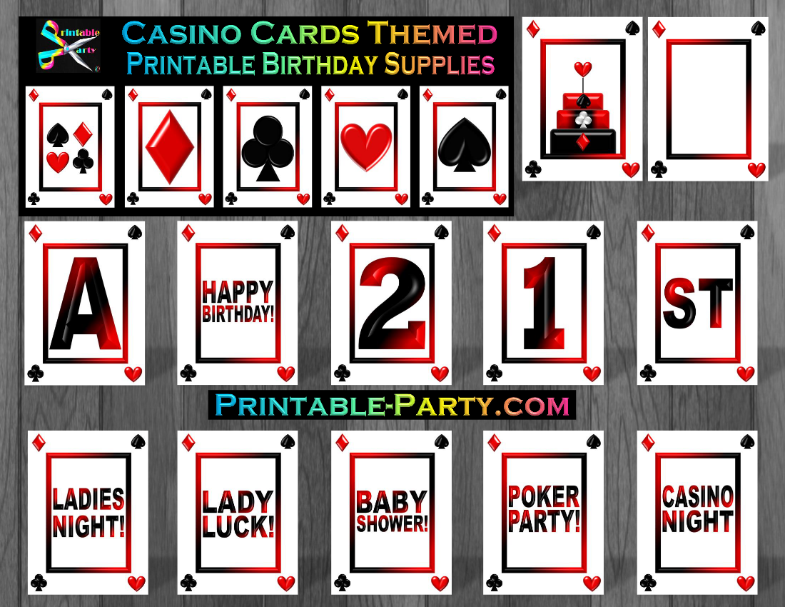 Printable Casino Night Party Supplies Casino Birthday Party Decorations