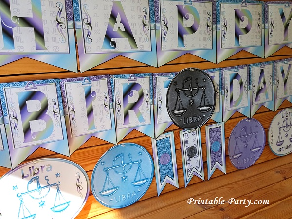 Printable Libra Zodiac Party Supplies Astrology Themed Birthday 
